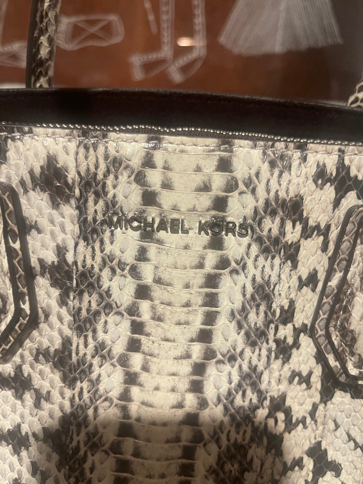 Michael Kors Mercer Large Snakeskin Tote w/ Crossbody Strap