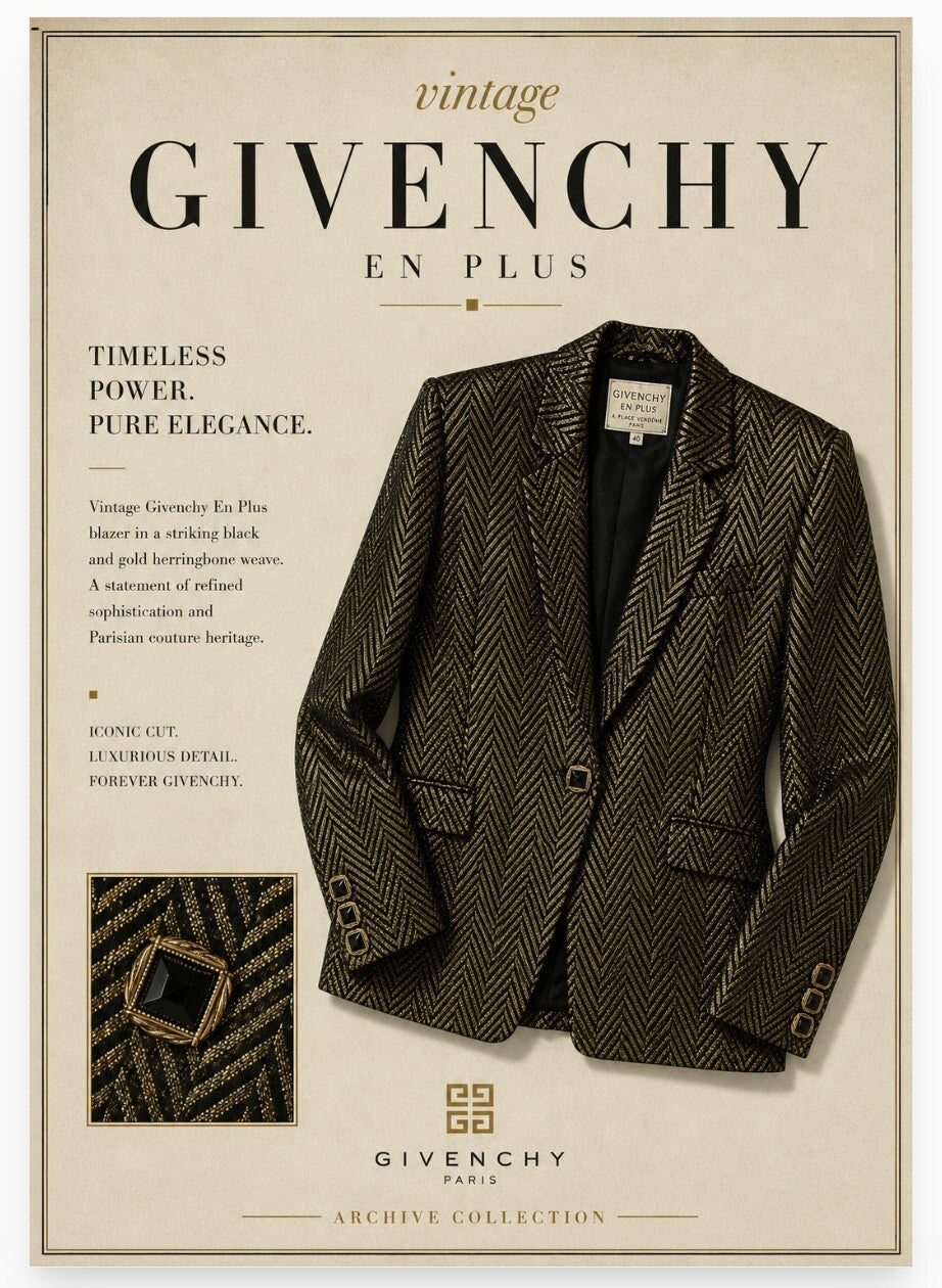 Rare* Vintage Givenchy En Plus Metallic Chevron Blazer