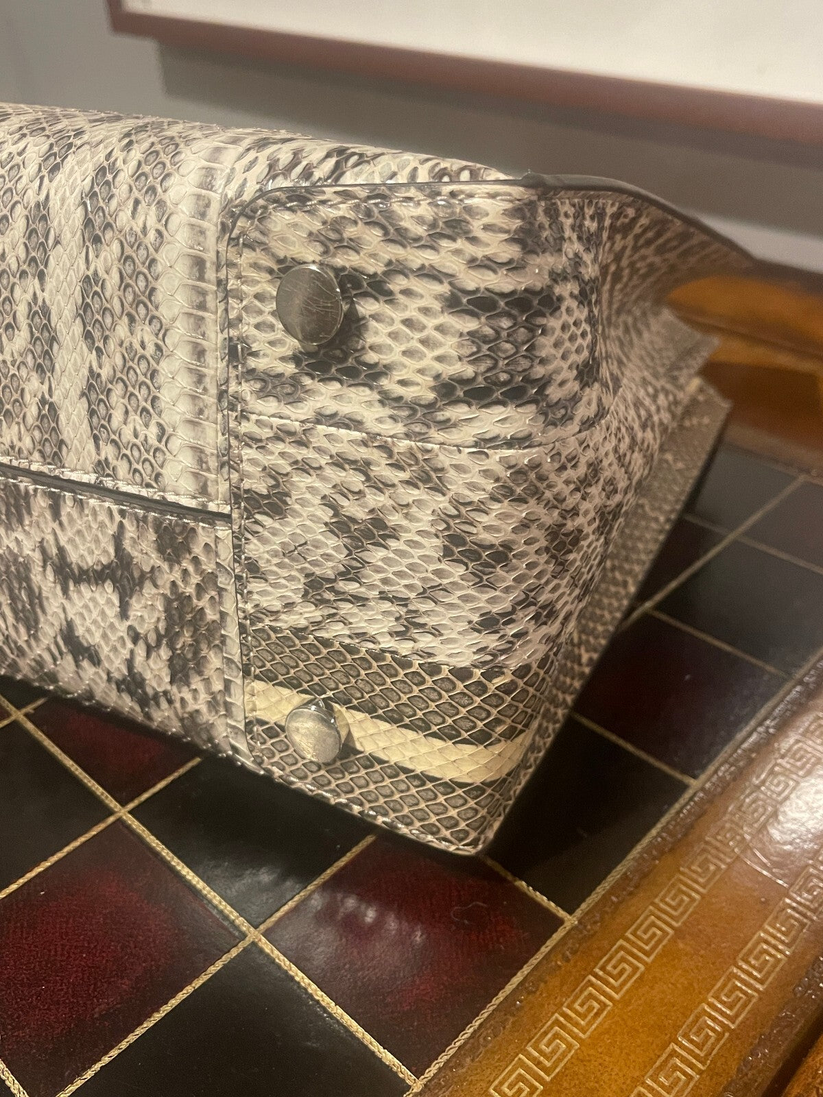Michael Kors Mercer Large Snakeskin Tote w/ Crossbody Strap