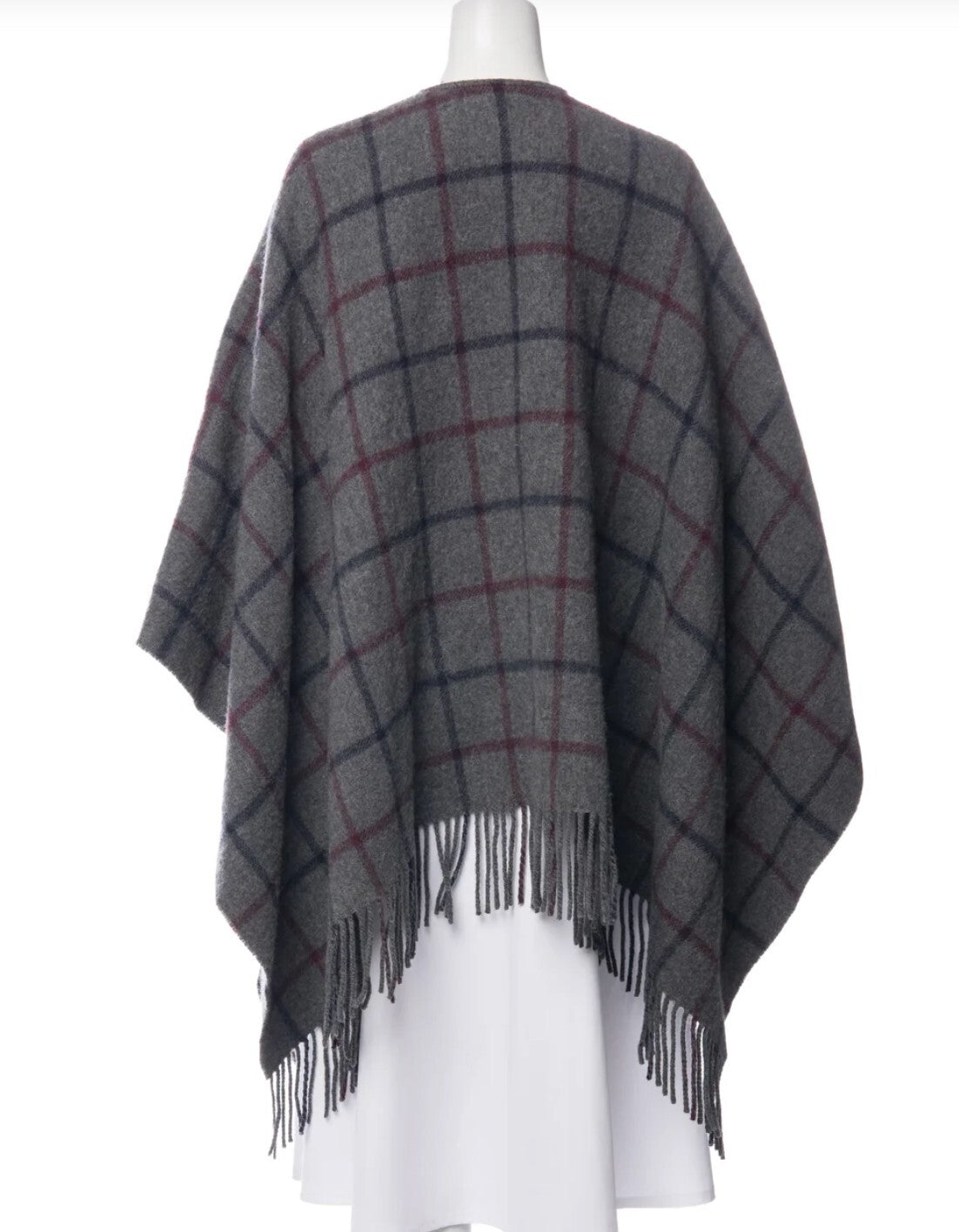 Theory Saiome Plaid Wool Reversible Cape Poncho