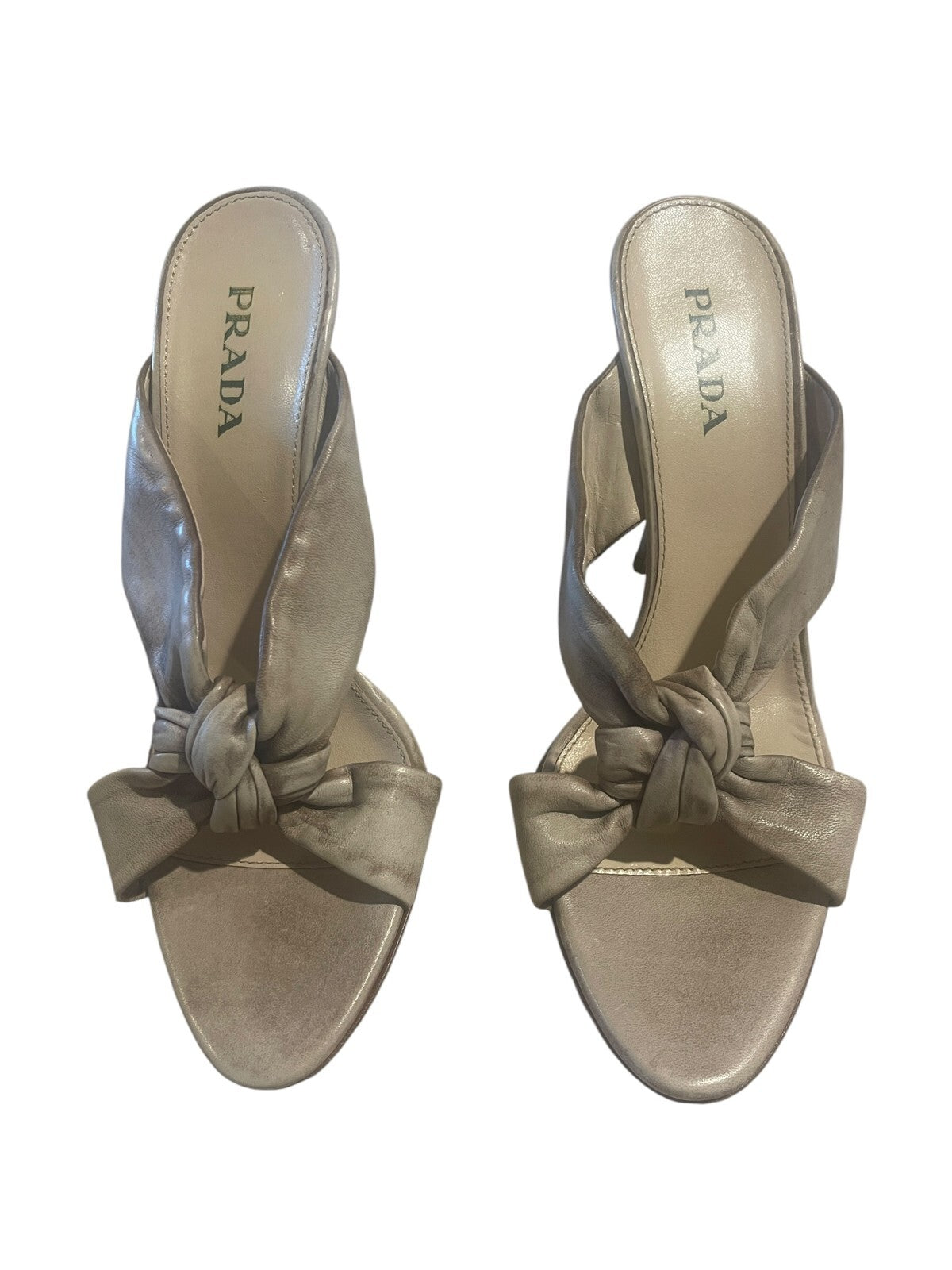 Prada Gray Leather Heels Sandals - 39.5