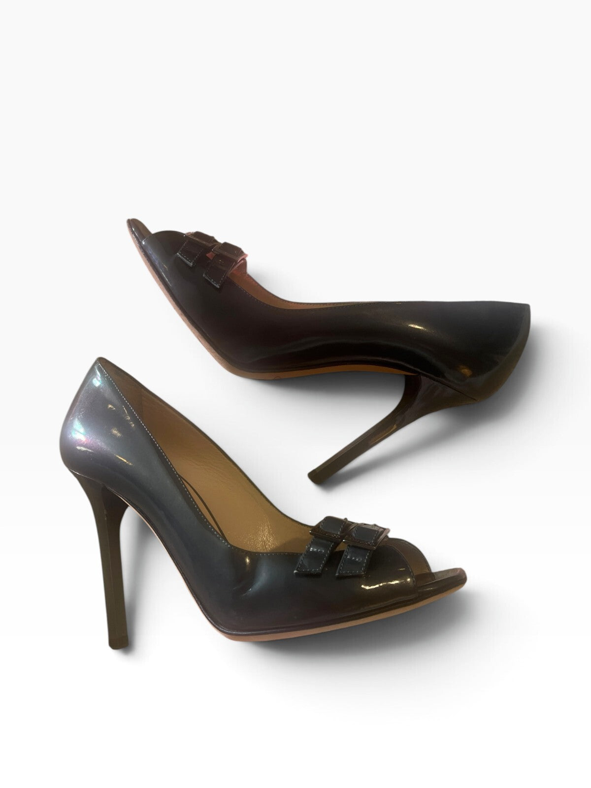 Jimmy Choo double buckle patent Peep Toe Heels - Size 36.5