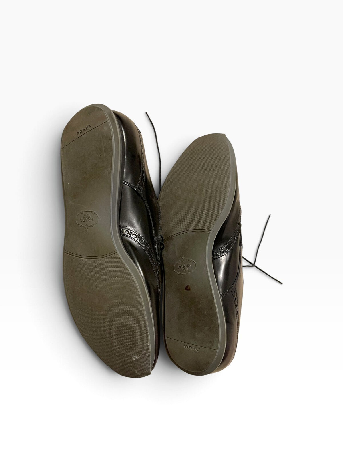 Prada Black Leather Dress Shoe w/ Brogue Detail - Wide EE