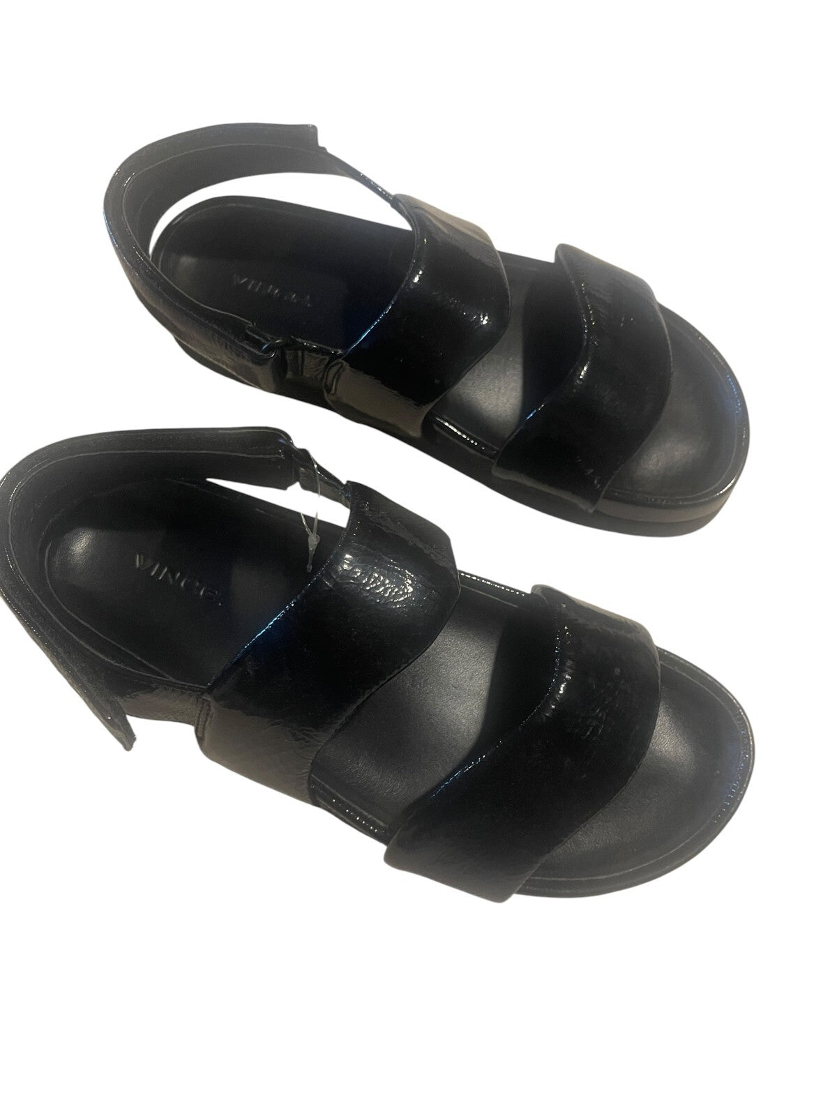 Vince Gemini Crinkled Patent Leather Sandals - Size 7.5