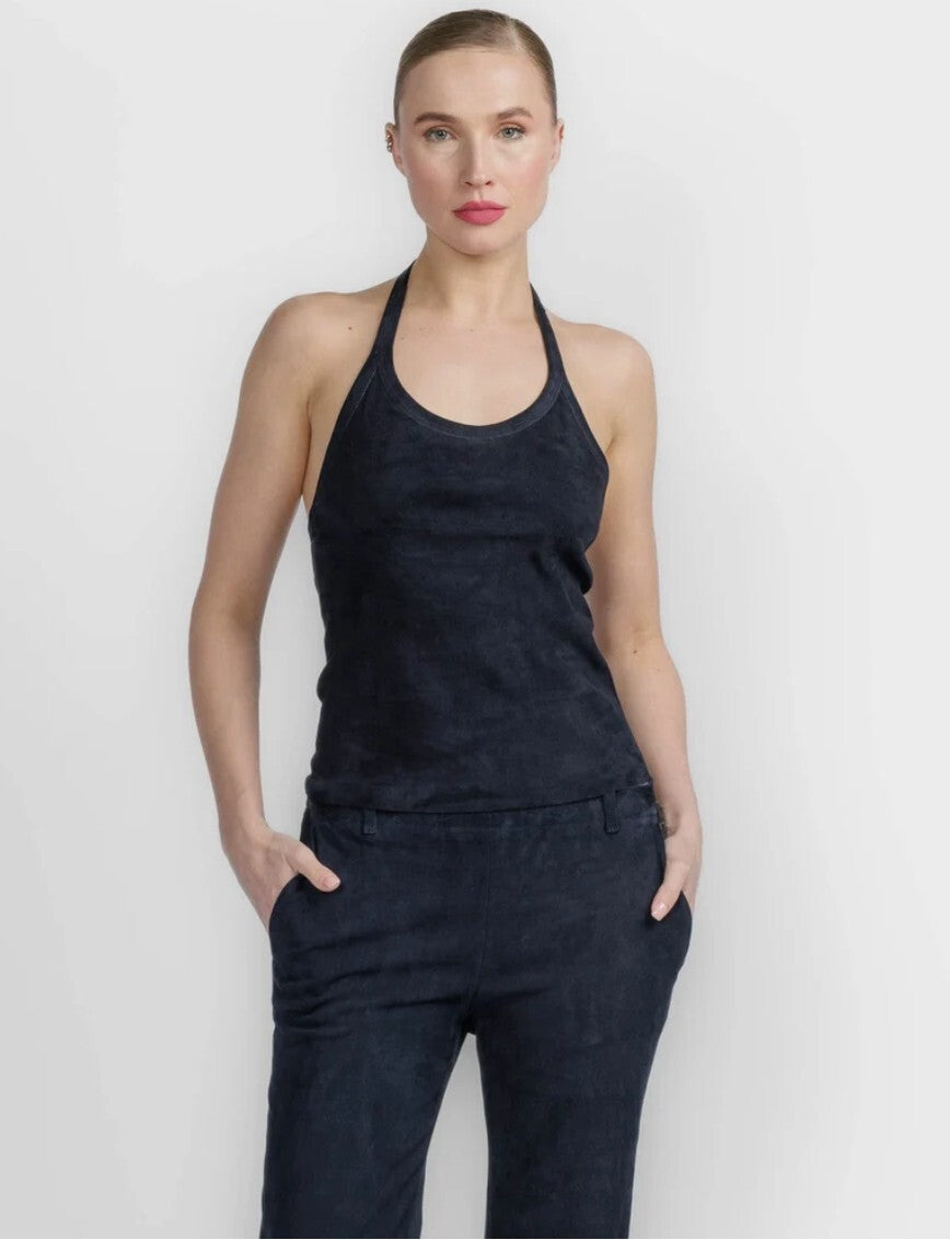 NWT Stouls Cherry Lamb Suede Halter Top
