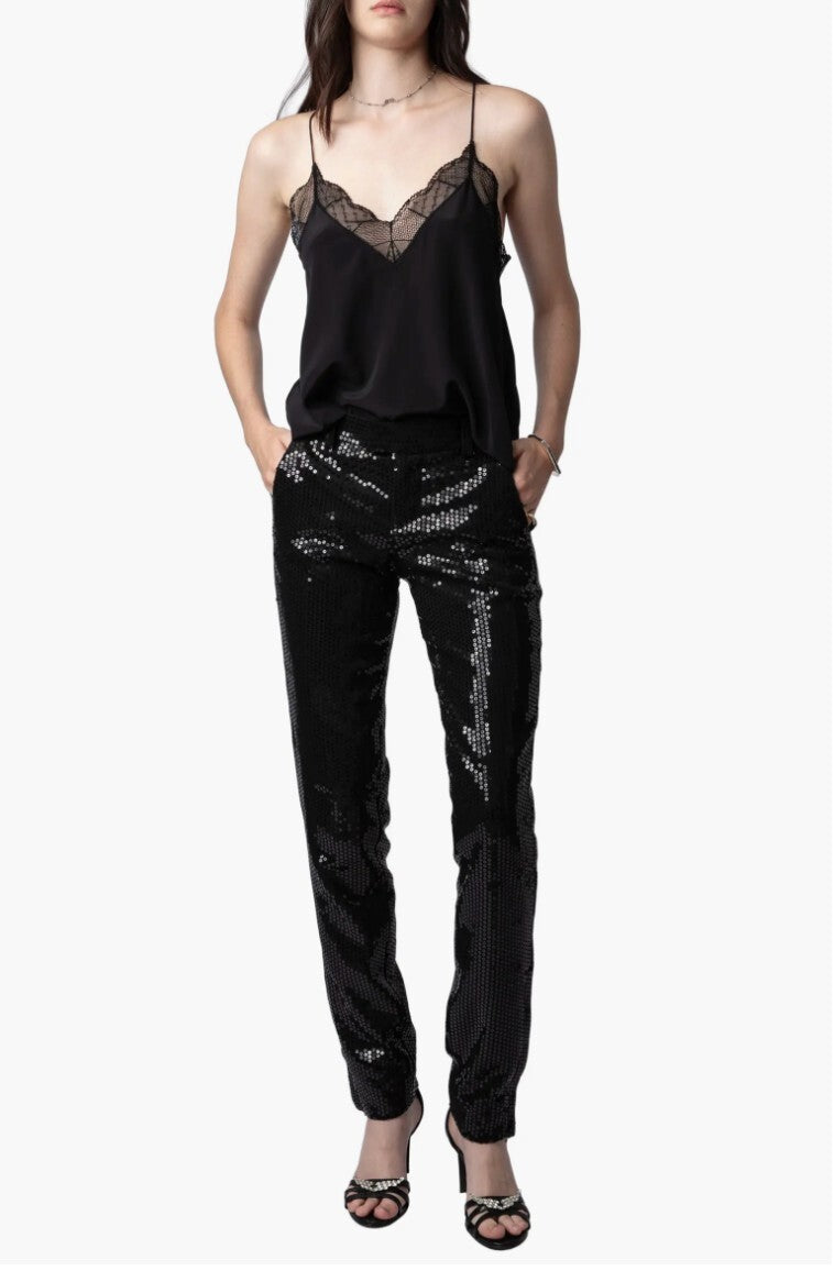Zadig & Voltaire Prune Sequin Pants - Size 40