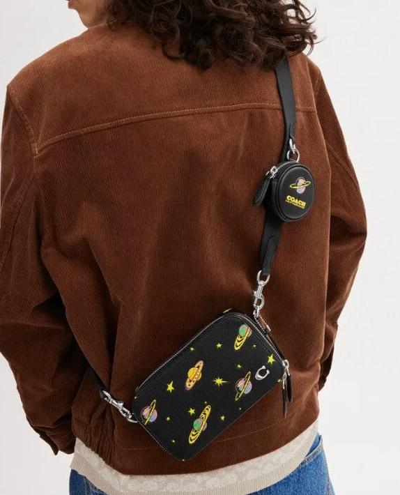 Rare* Cosmic Coach Charter Slim Crossbody With Planet Print