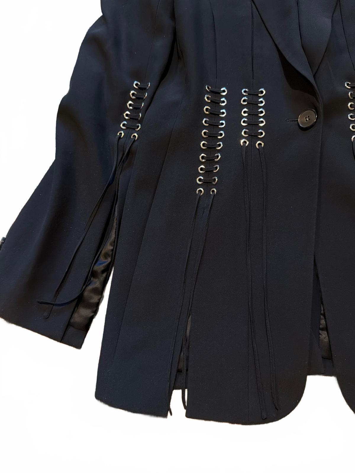 Alexander McQueen Black Lace-Up Corset Blazer