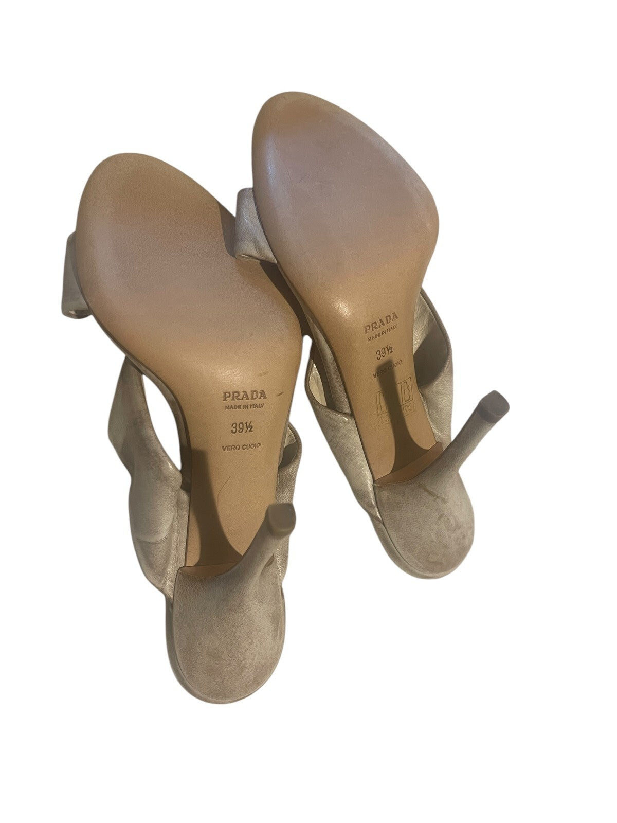 Prada Gray Leather Heels Sandals - 39.5