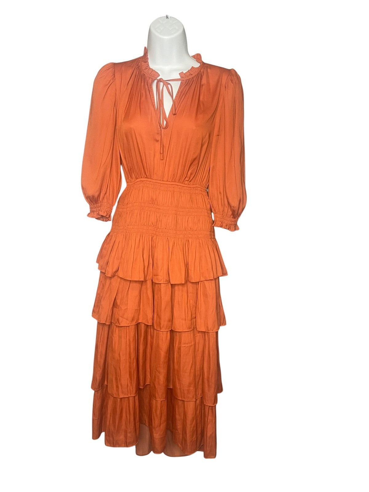 Mage Radjinette Layered Satin Dress In Orange - Size 34