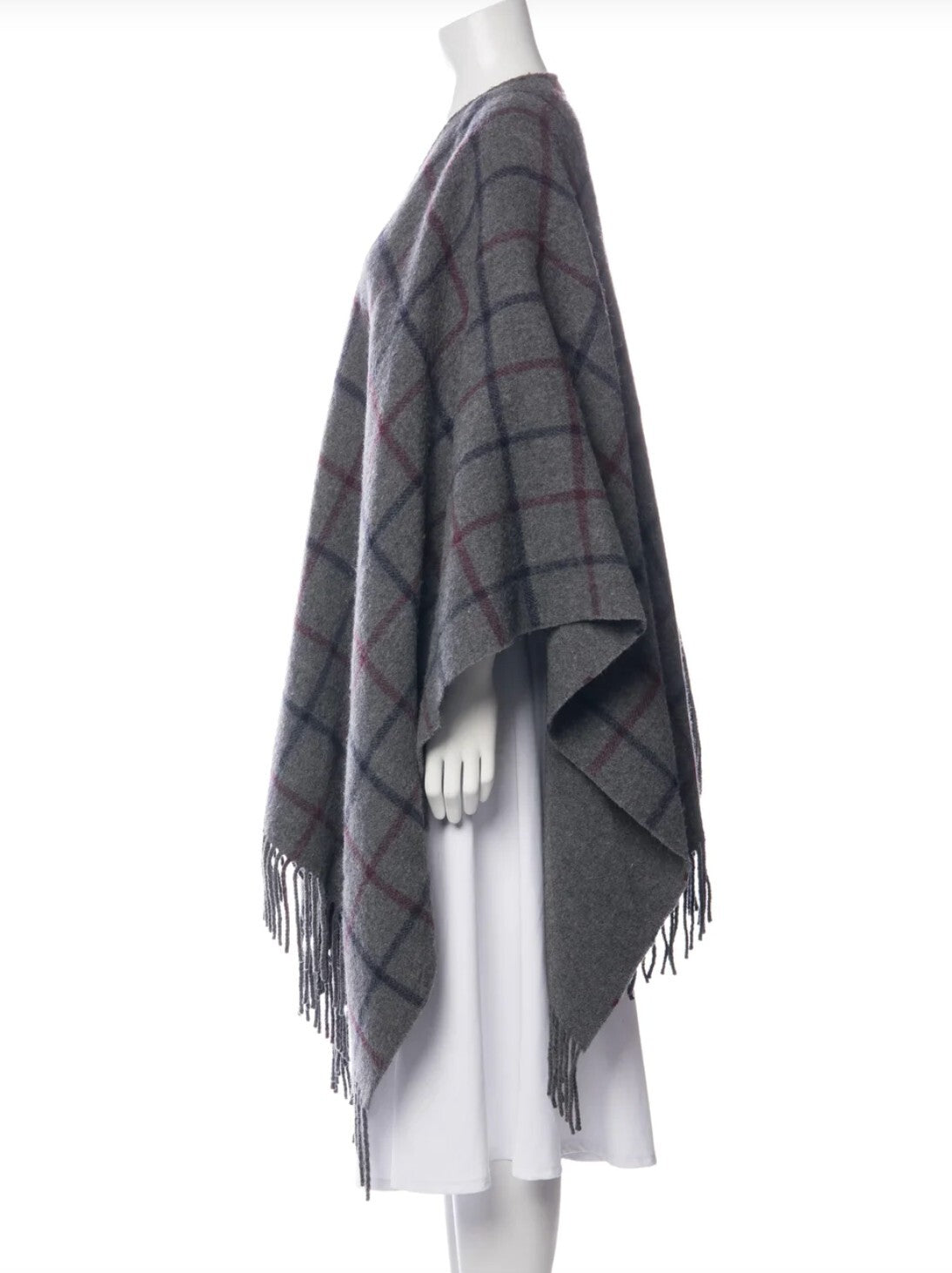 Theory Saiome Plaid Wool Reversible Cape Poncho