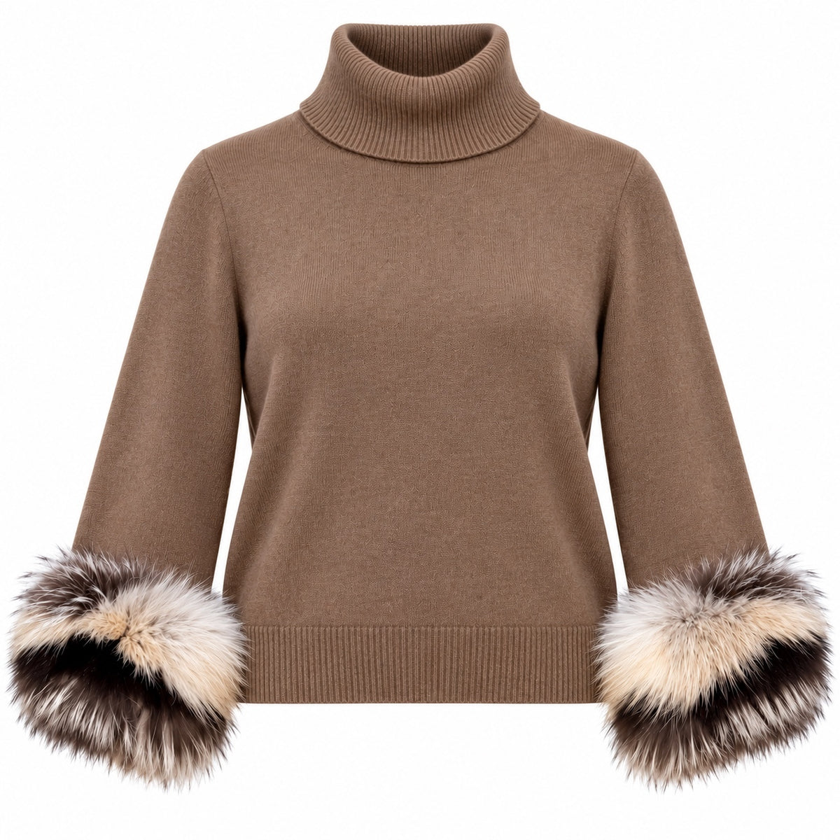 Lafayette 148 cashmere w/Fox Fur Trim Sweater