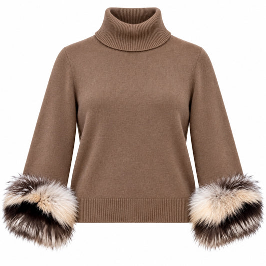 Lafayette 148 cashmere w/Fox Fur Trim Sweater