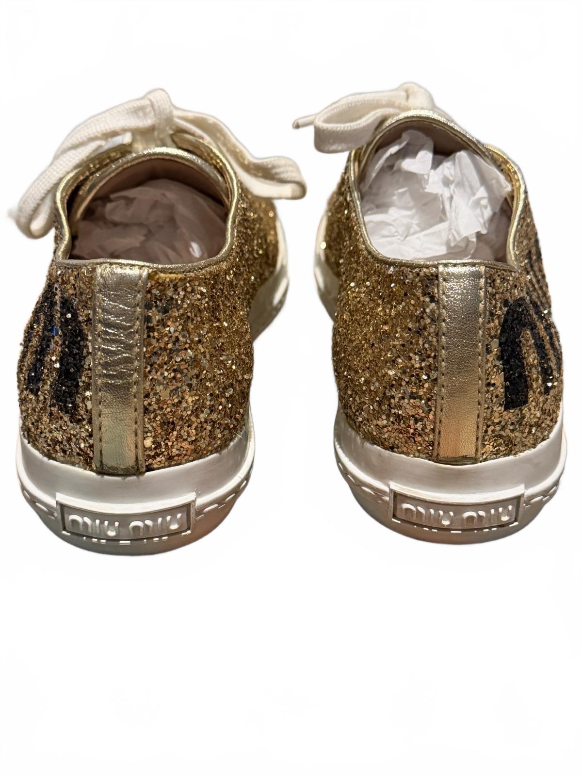 Miu Miu Gold Glitter Sneakers