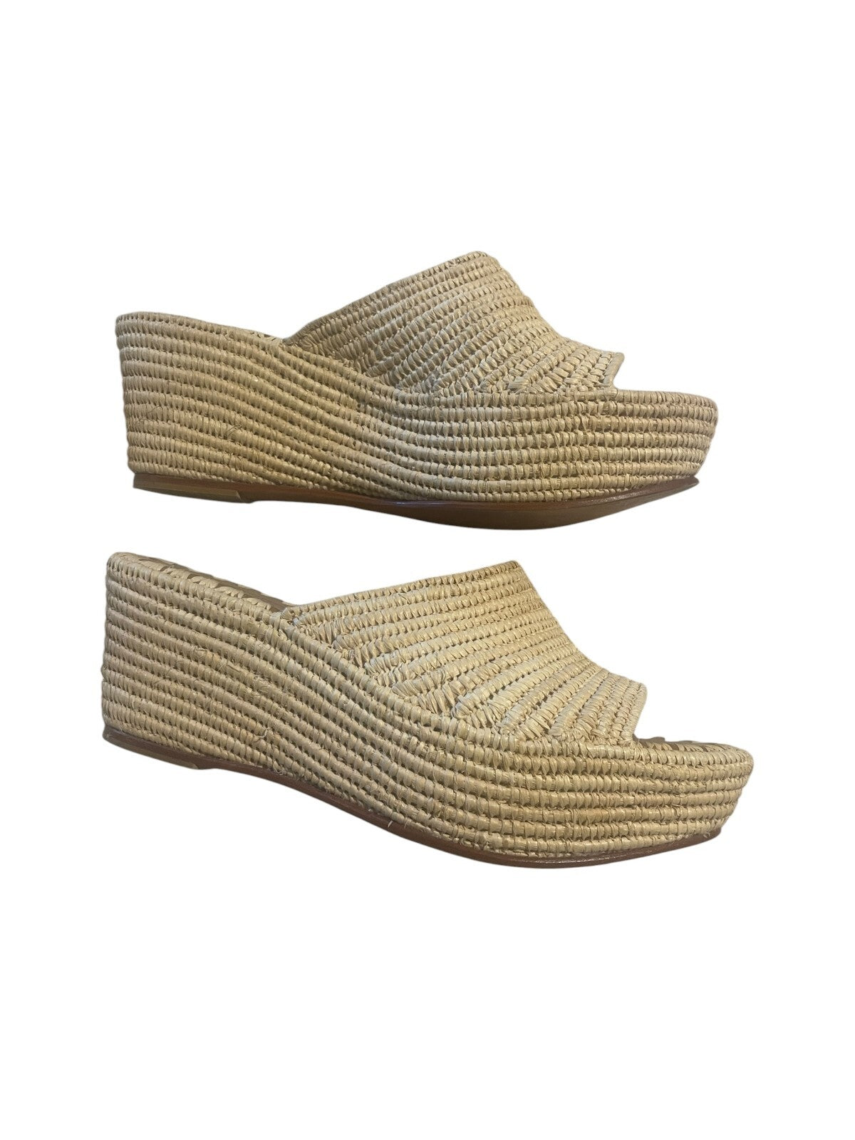 Carrie Forbes Karim Woven Raffia Wedge Slide Sandals - size 10