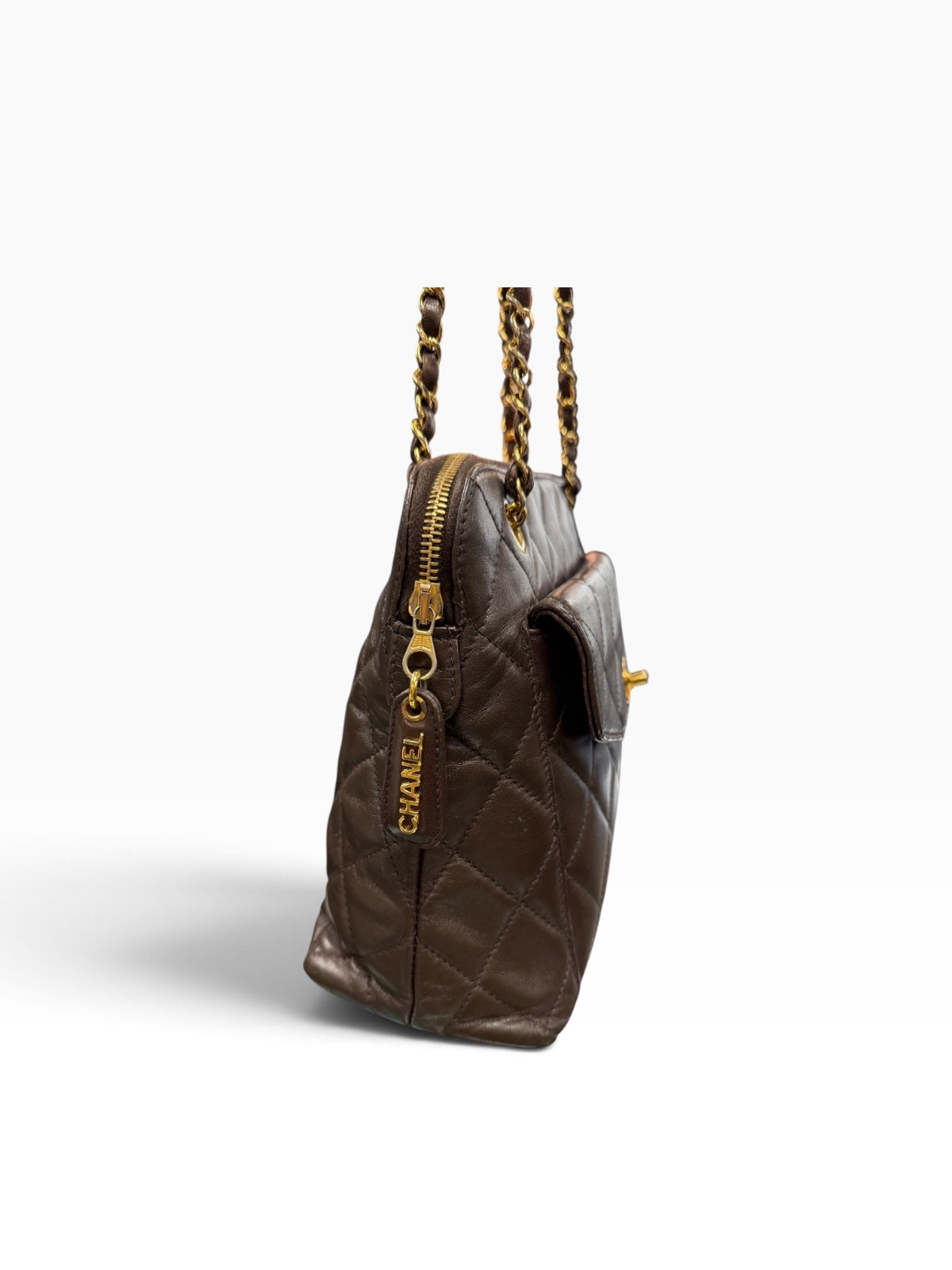 Chanel brown leather shoulder bag