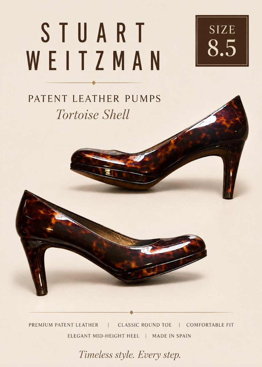 Stuart Weitzman Tortoise Patent Heels - size 8.5
