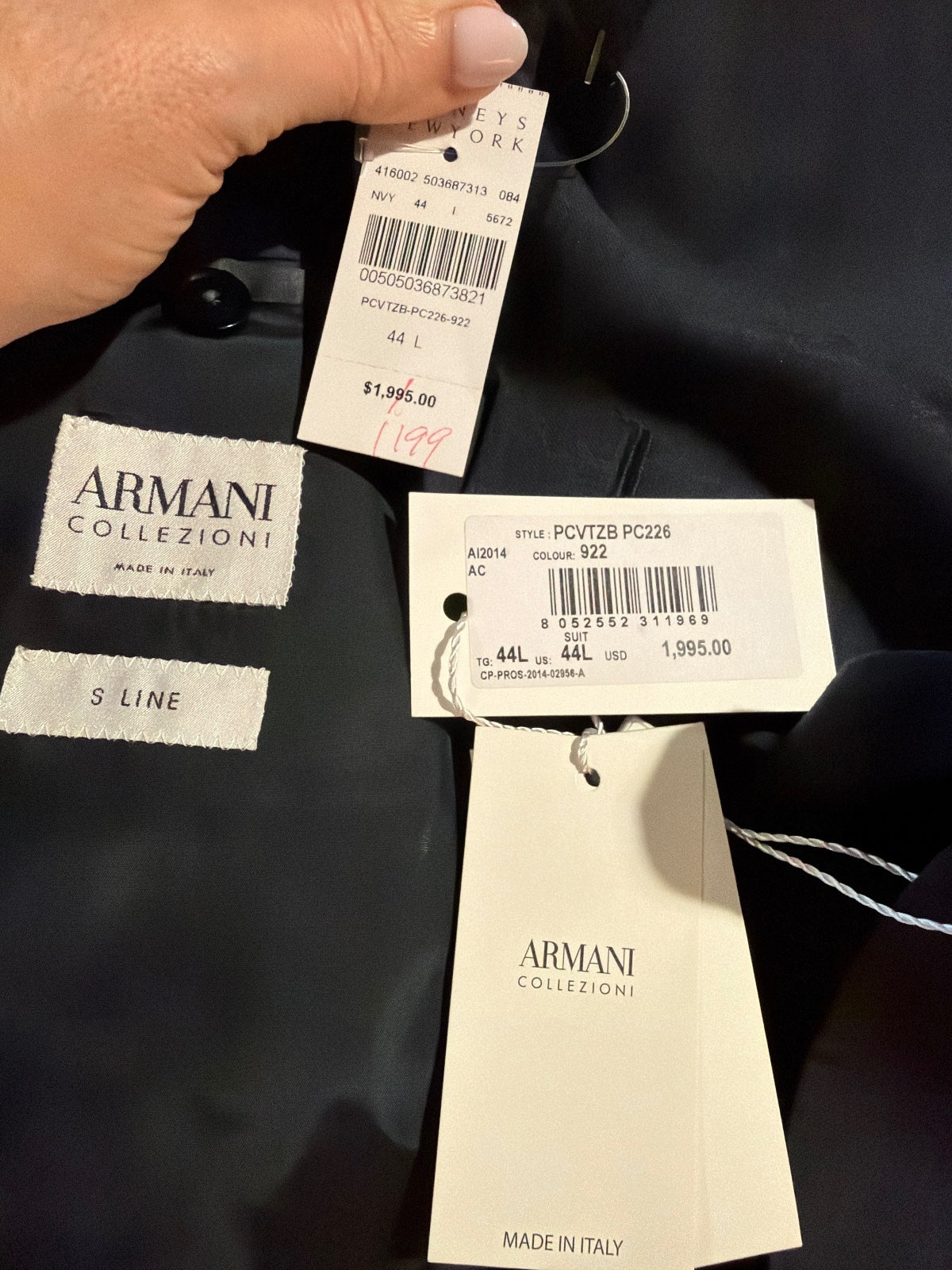 NWT Armani S Line 2PC Suit