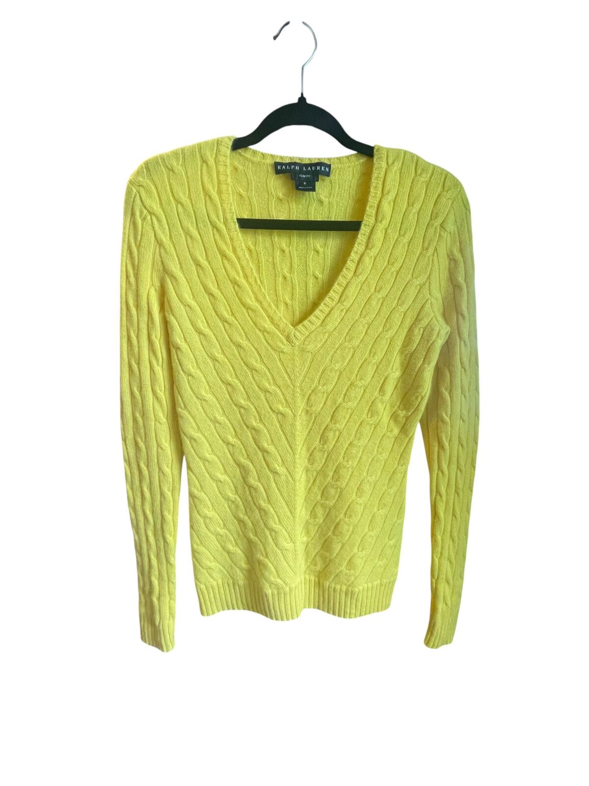 Ralph Lauren Cashmere Cable Knit V-neck Sweater - Size M