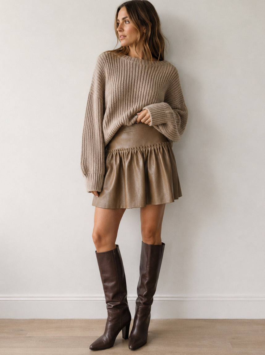 Max Mara Tritone Leather Mini Skirt - Size 8