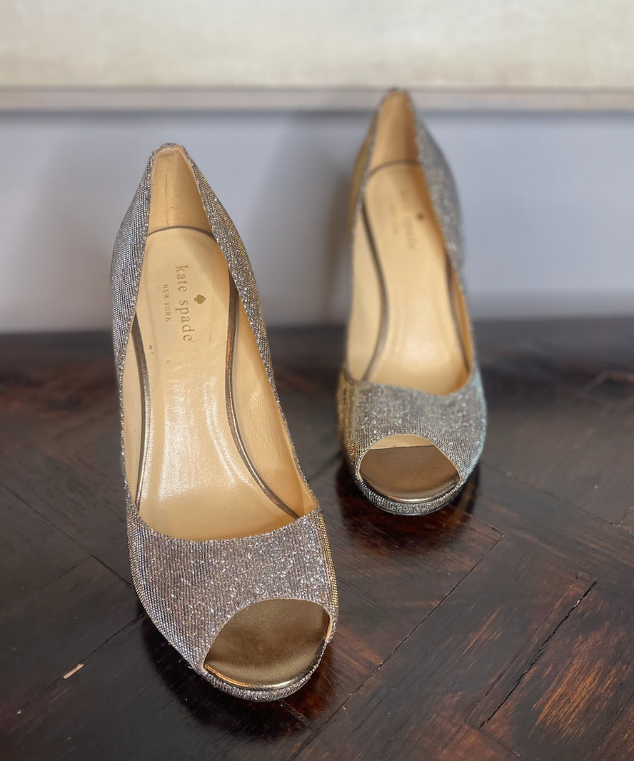 Kate Spade Shiny Peep Toe Heels - size 8.5