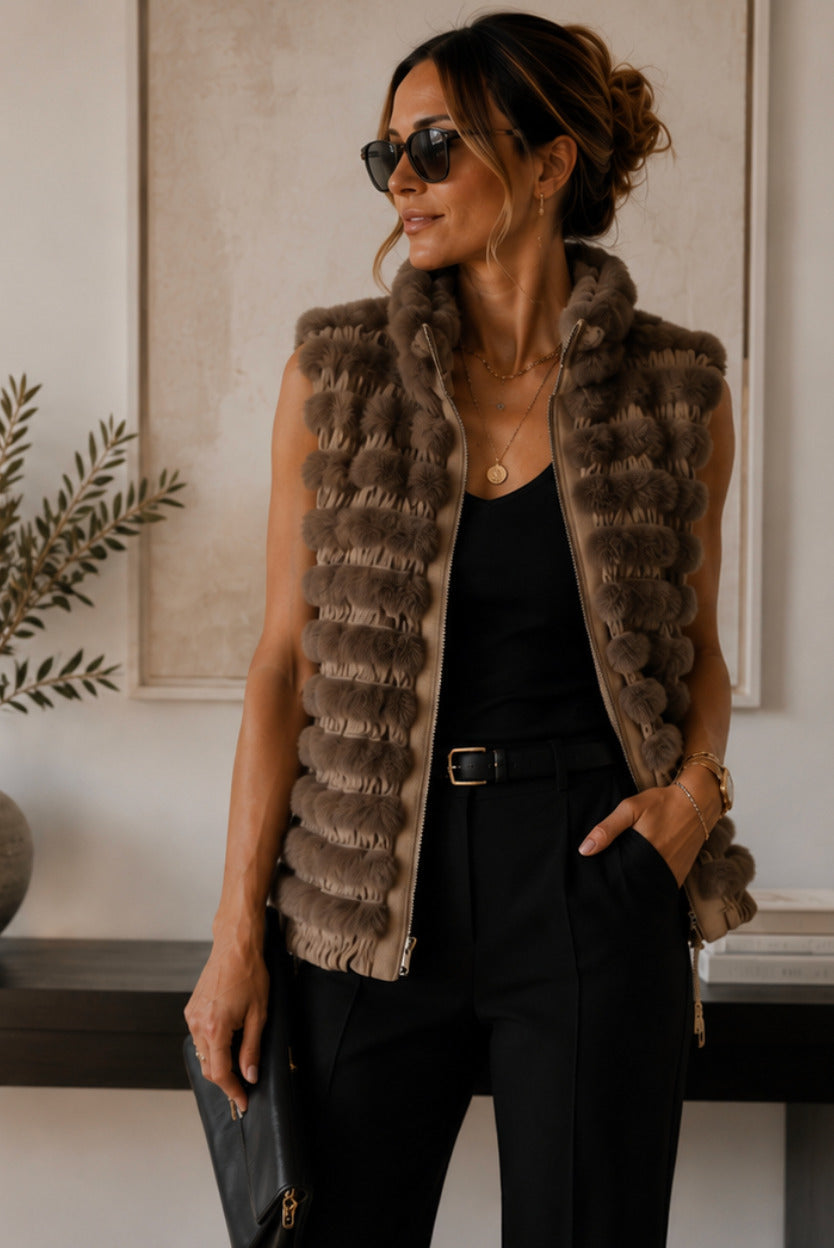 Etcetera rabbit fur vest - size S