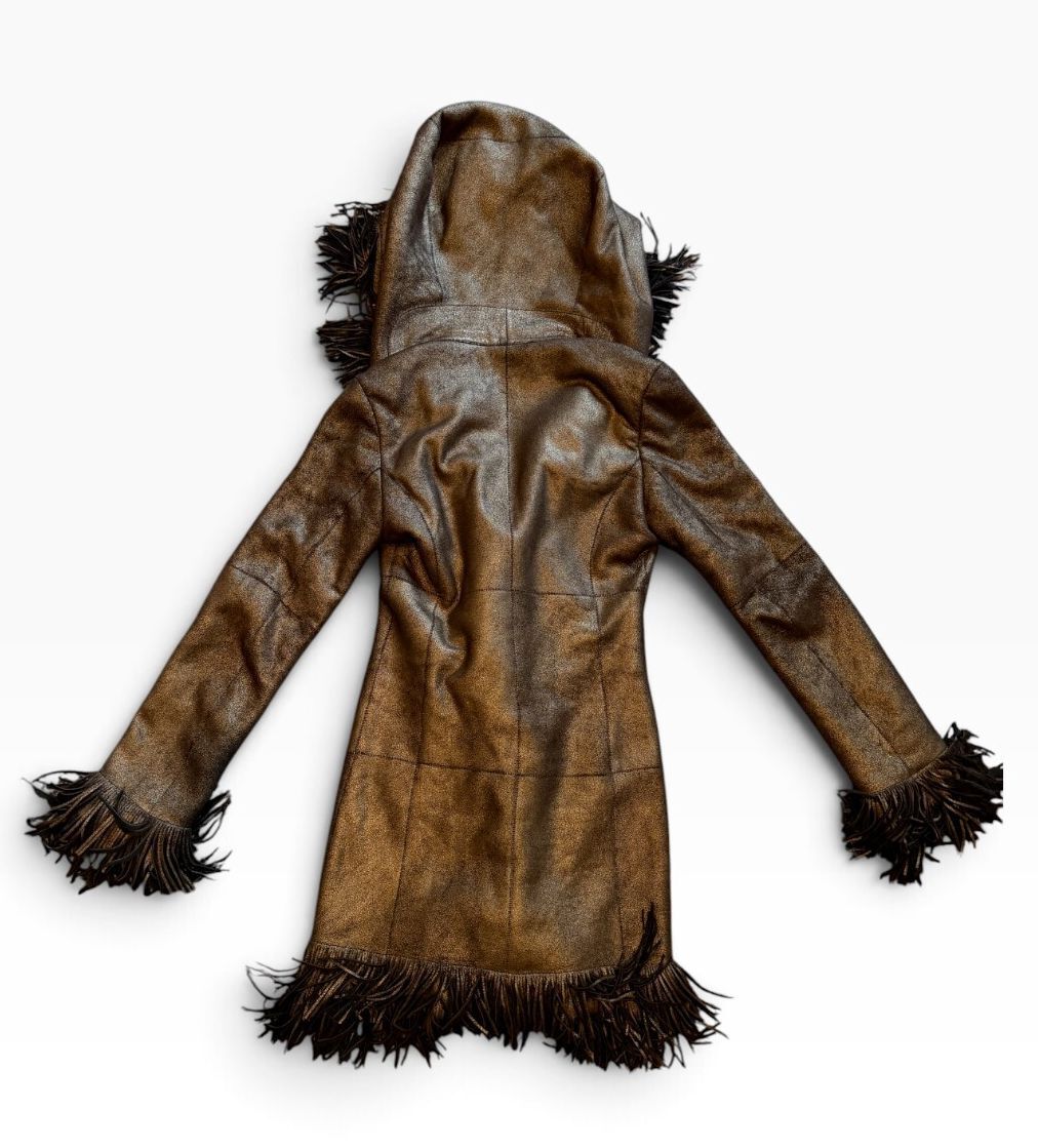Rare*  Vintage Christia for Neiman Marcus Metallic Leather Fringe Jacket