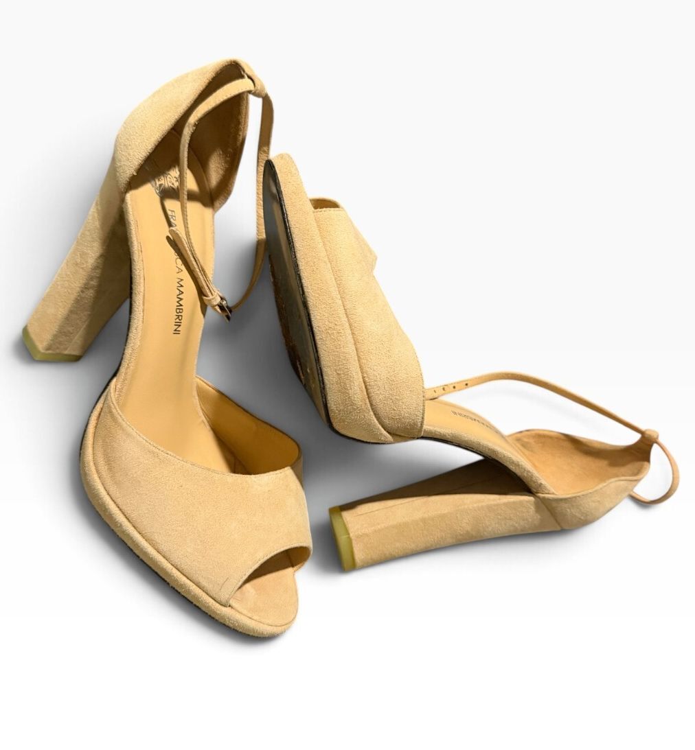Francesca Mambrini Peep Toe Heels w/ shoe clips