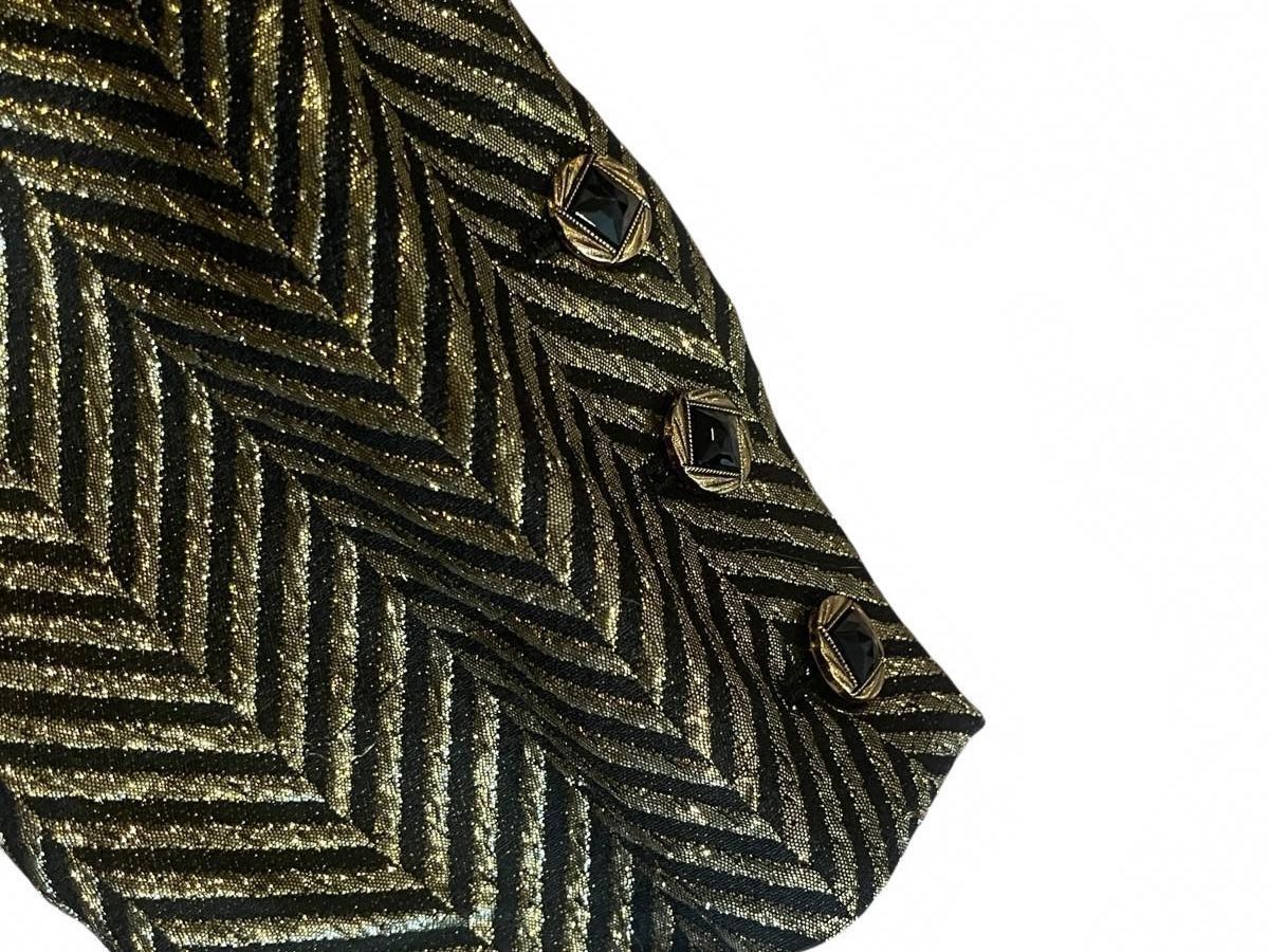 Rare* Vintage Givenchy En Plus Metallic Chevron Blazer