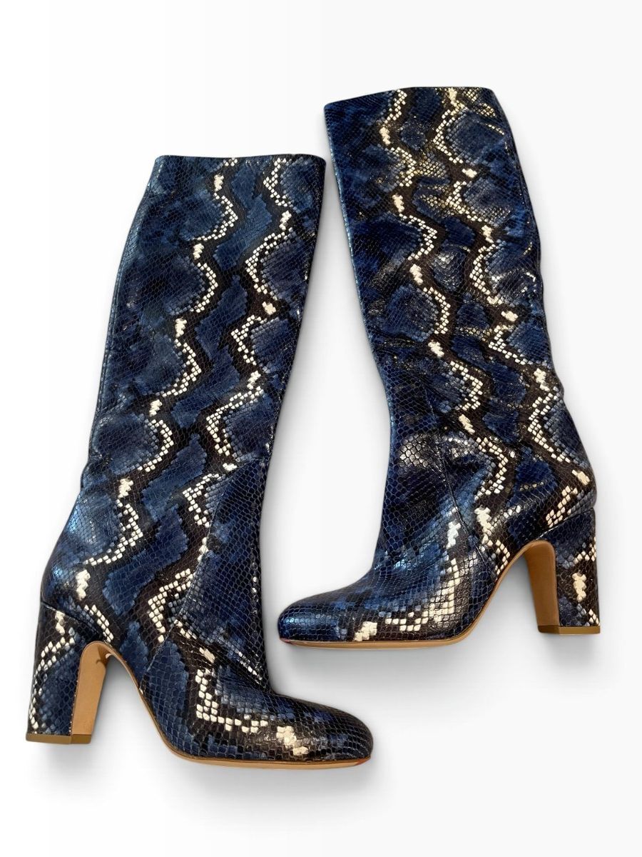 NWOB Mavette Lunari Blue Python Boots - Size 40