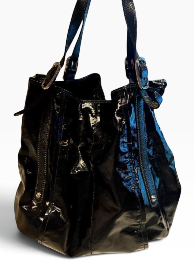 Tod's Black Glazed Coated Canvas Sacca Tote
