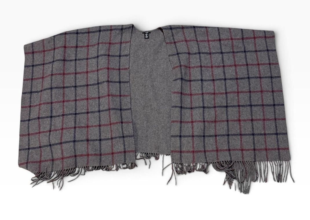 Theory Saiome Plaid Wool Reversible Cape Poncho