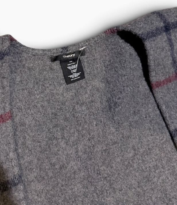 Theory Saiome Plaid Wool Reversible Cape Poncho