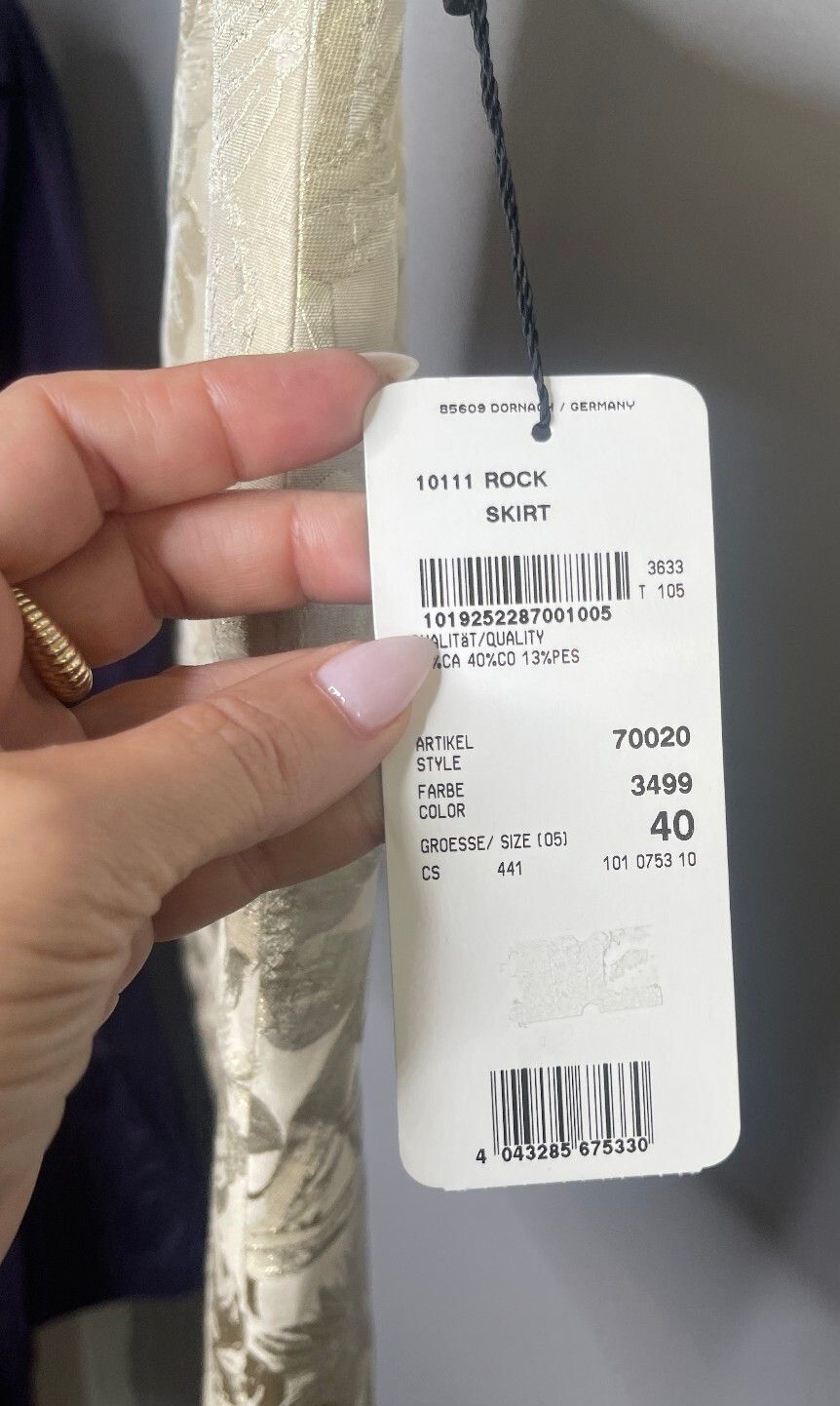 NWT ESCADA Rock Skirt Metallic Gold Floral Jacquard