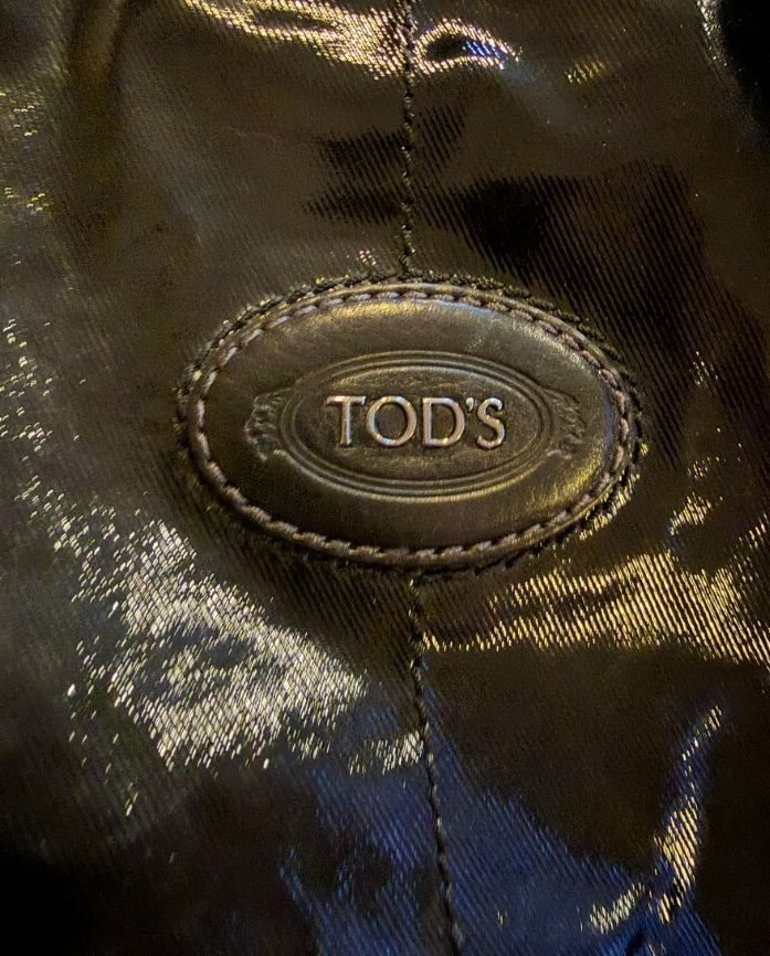 Tod's Black Glazed Coated Canvas Sacca Tote