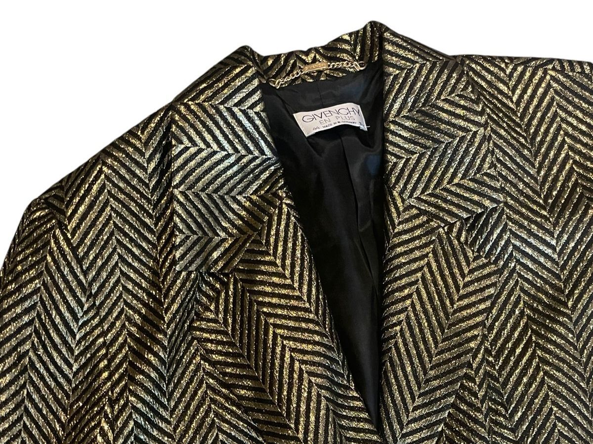 Rare* Vintage Givenchy En Plus Metallic Chevron Blazer