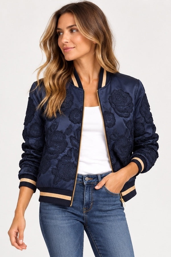 Ted Baker Floral Appliqué Bomber Jacket