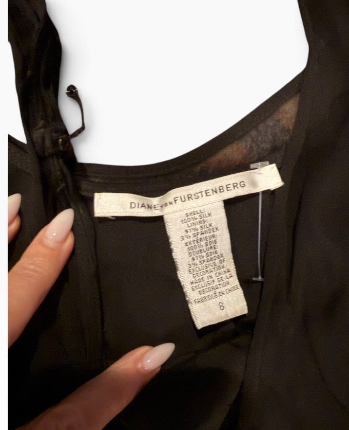 Diane von Furstenberg Black Embellished Shift Dress
