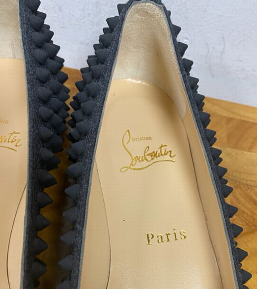 UNUSED Christian Louboutin Gray Pigalle Spike Stud Flats Size 37 US 6