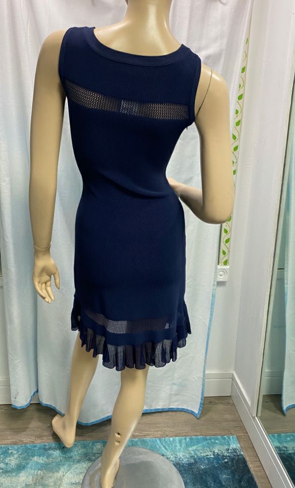 UNUSED $3780 ALAIA Navy Blue Fit & Flare Dress Size 2