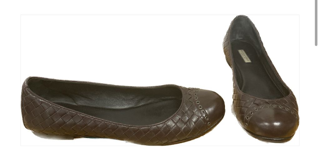 Bottega Veneta Brown Signature Woven Leather Flats Size 38.5 US 8