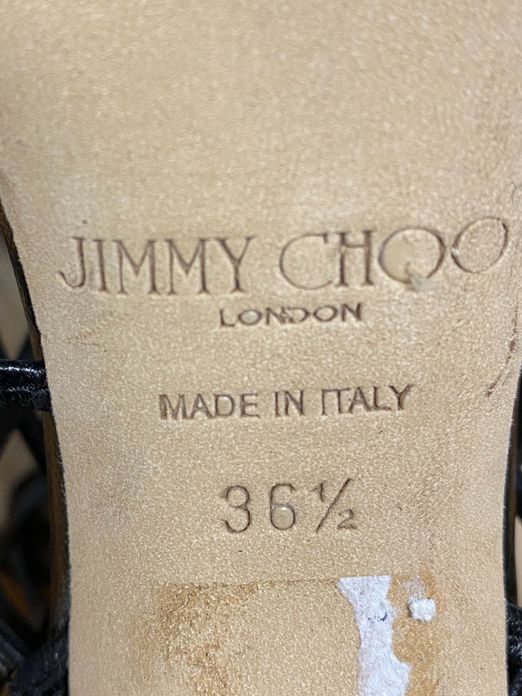 JIMMY CHOO Black Sheldon 100 Caged Leather Heels Size 36.5 US 6 BOX