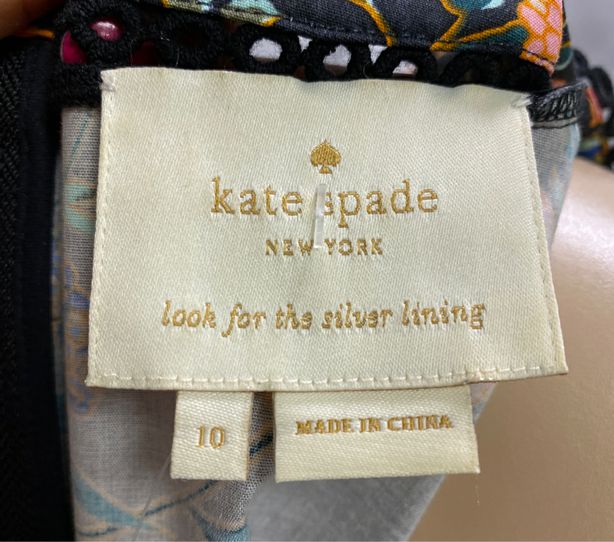 Kate Spade Black & Multicolor Floral Print Sun Dress Size 10