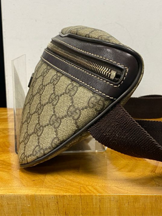 Gucci Brown GG Logo Supreme Waist Belt Bum Bag