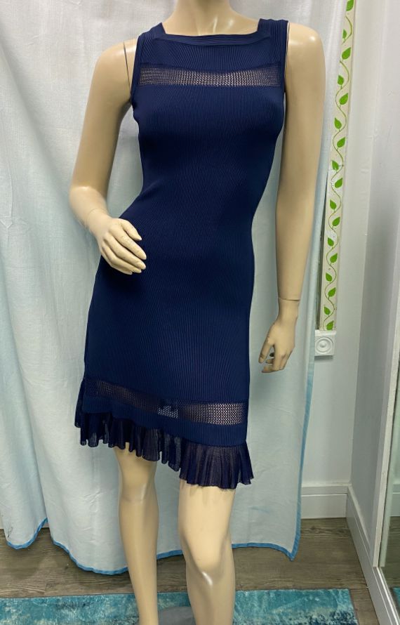 UNUSED $3780 ALAIA Navy Blue Fit & Flare Dress Size 2