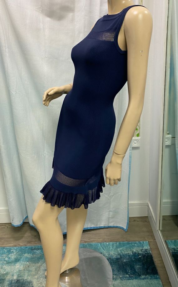 UNUSED $3780 ALAIA Navy Blue Fit & Flare Dress Size 2