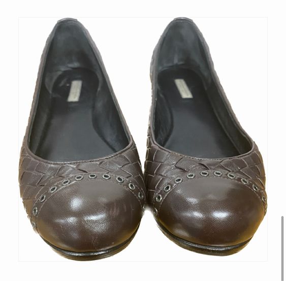 Bottega Veneta Brown Signature Woven Leather Flats Size 38.5 US 8