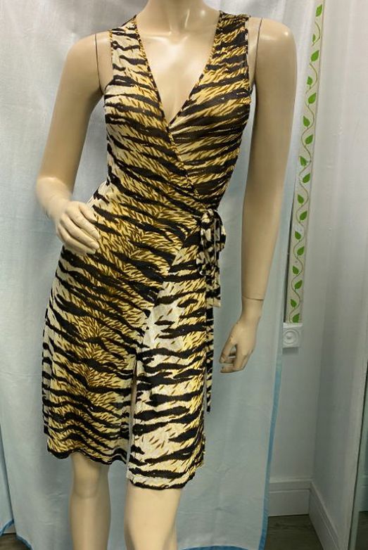 D&G Vintage Animal Print Viscose Swimsuit Wrap Coverup Size 4 Italy