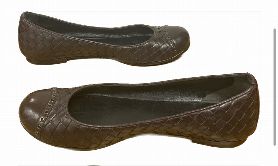 Bottega Veneta Brown Signature Woven Leather Flats Size 38.5 US 8