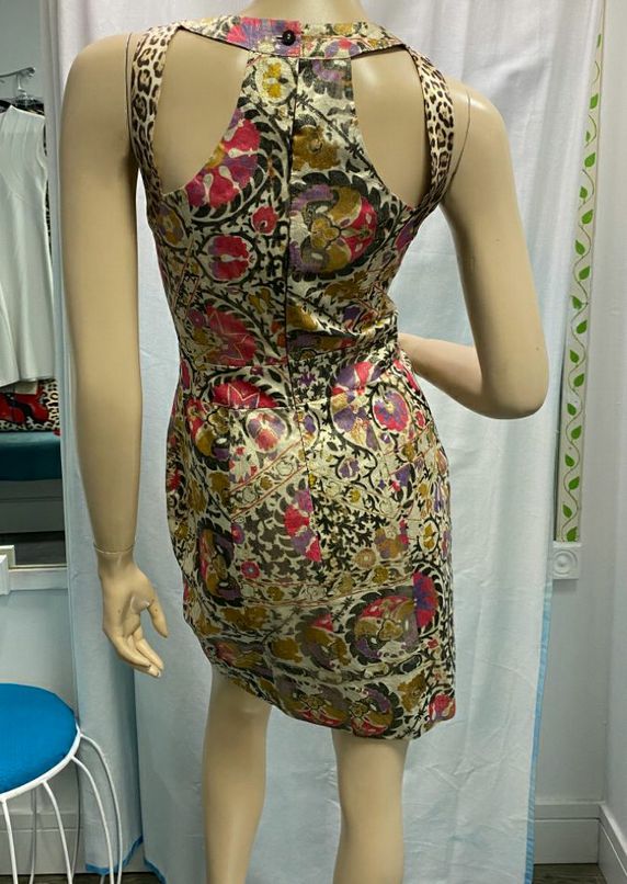 CLASS Roberto Cavalli Cotton Blend Metallic Print Bodycon Dress Size 6